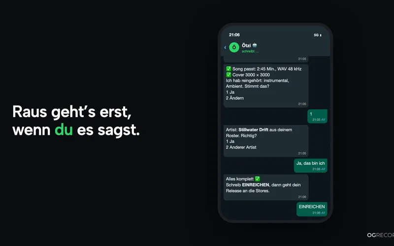 Chat mit Ötzi auf WhatsApp: Song und Cover werden für ein Release abgefragt